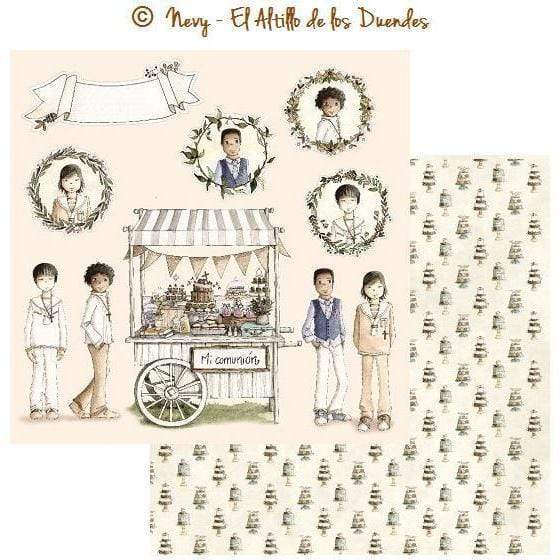 El altillo de los duendes papel scrap ellos celebran su comunion NIÑO EOC005 EL ALTILLO DE LOS DUENDES CENTROARTESANO