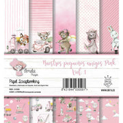 Amelie kit 6 papeles scrap KIT-01058 Nuestros pequeños amigos rosas Vol1 AMELIE CENTROARTESANO
