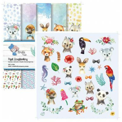Amelie kit 6 papeles scrap KIT-01064 Un paseo por Oceania AMELIE CENTROARTESANO