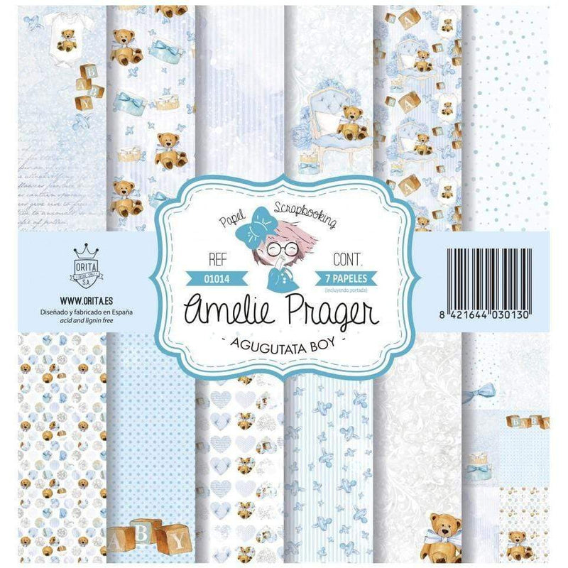 Amelie kit 7 papeles scrap KIT-01014 agugutata boy AMELIE CENTROARTESANO