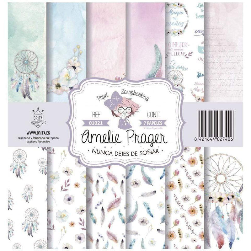 Amelie kit 7 papeles scrap KIT-01021 nunca dejes de soñar AMELIE CENTROARTESANO