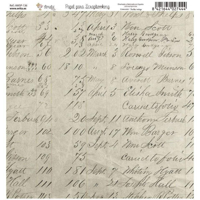 Amelie kit 7 papeles scrap KIT-01022 fondos vintage AMELIE CENTROARTESANO