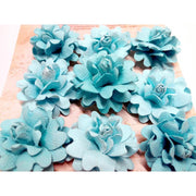 grupo flores de papel hechas a mano Rosas turquesa ARTEMIO CENTROARTESANO