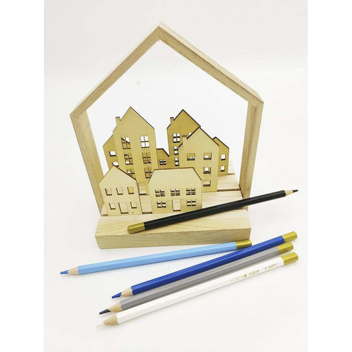 Kit de madera de paisaje de siluetas ciudad 16x12x16cm 14003268 ARTEMIO CENTROARTESANO