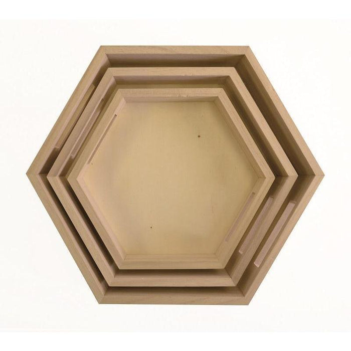 Artemio madera set 3 bandejas hexagonal 14002037 ARTEMIO Oferta CENTROARTESANO