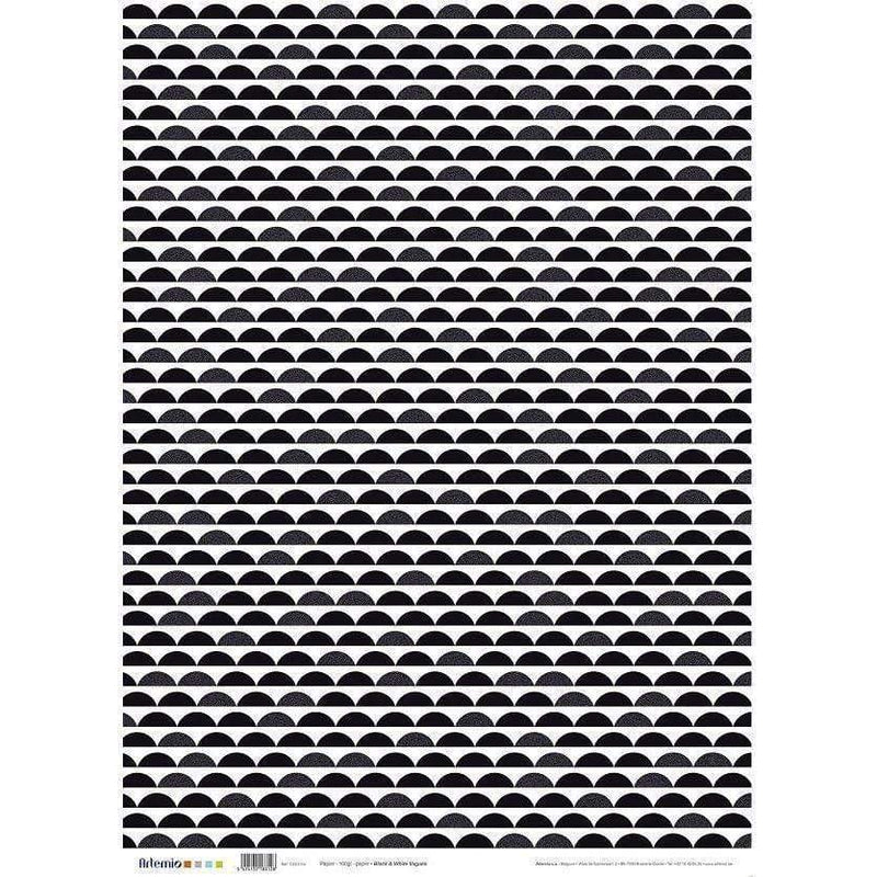 Artemio Papel regalo ondas blanco y negro 70x50cm ARTEMIO Oferta CENTROARTESANO