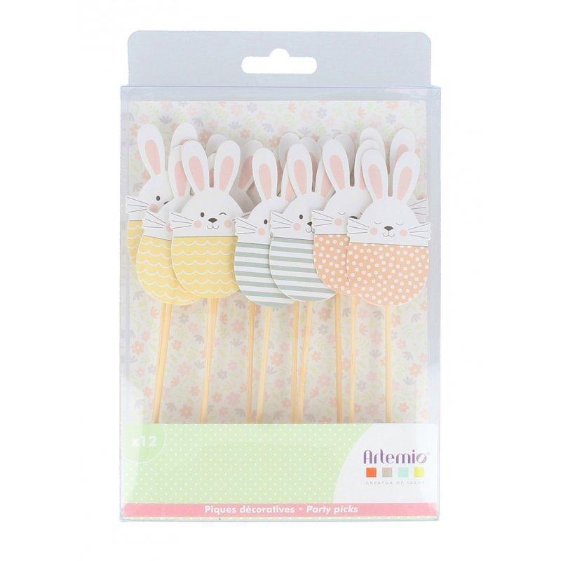 Artemio pinchos decoraticos 12und rabbits easter 14030177 ARTEMIO Oferta CENTROARTESANO