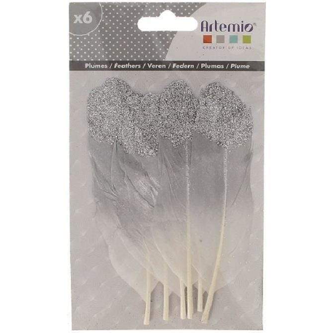 artemio plumas glitter plata 6und 13030112 ARTEMIO Oferta CENTROARTESANO