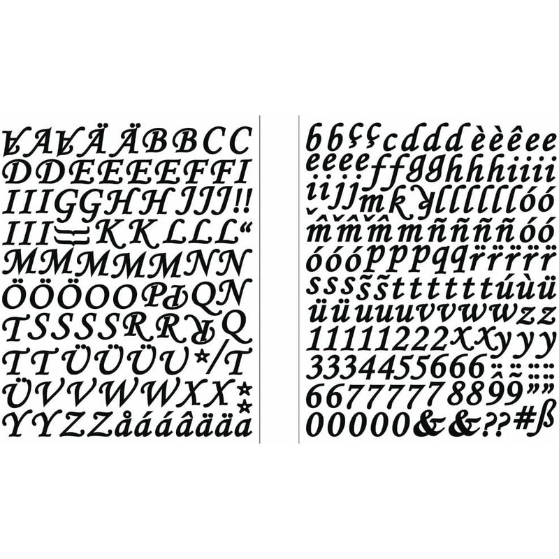 Rayher stickers abecedario y numerico negro Cursivo 60590576 2cm ARTEMIO CENTROARTESANO