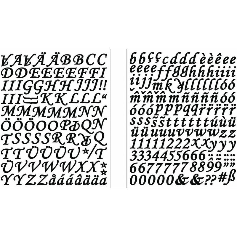 Rayher stickers abecedario y numerico negro Cursivo 60590576 2cm ARTEMIO CENTROARTESANO