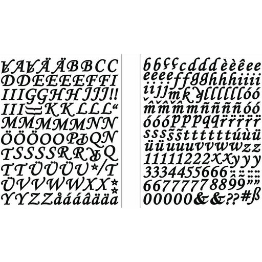 Rayher stickers abecedario y numerico negro Cursivo 60590576 2cm ARTEMIO CENTROARTESANO