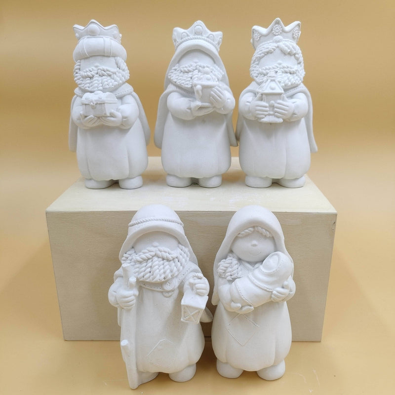 figura escayola N-120 Nacimiento moderno 5 piezas 6x16 ARTESANIA SOL Y MAR CENTROARTESANO