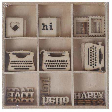 Artis Decor surtido formas de madera 45 piezas 203 Greeting maquinas de escribir ARTIS DECOR CENTROARTESANO