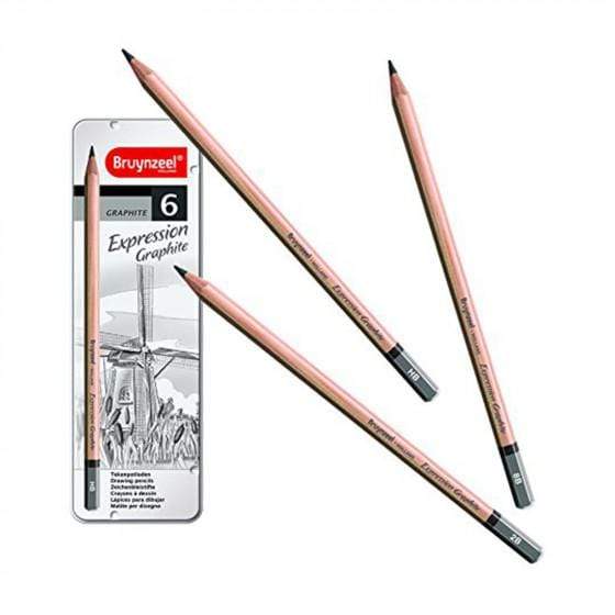 Bruynzeel graphite pencils for illustration metal box 6ud