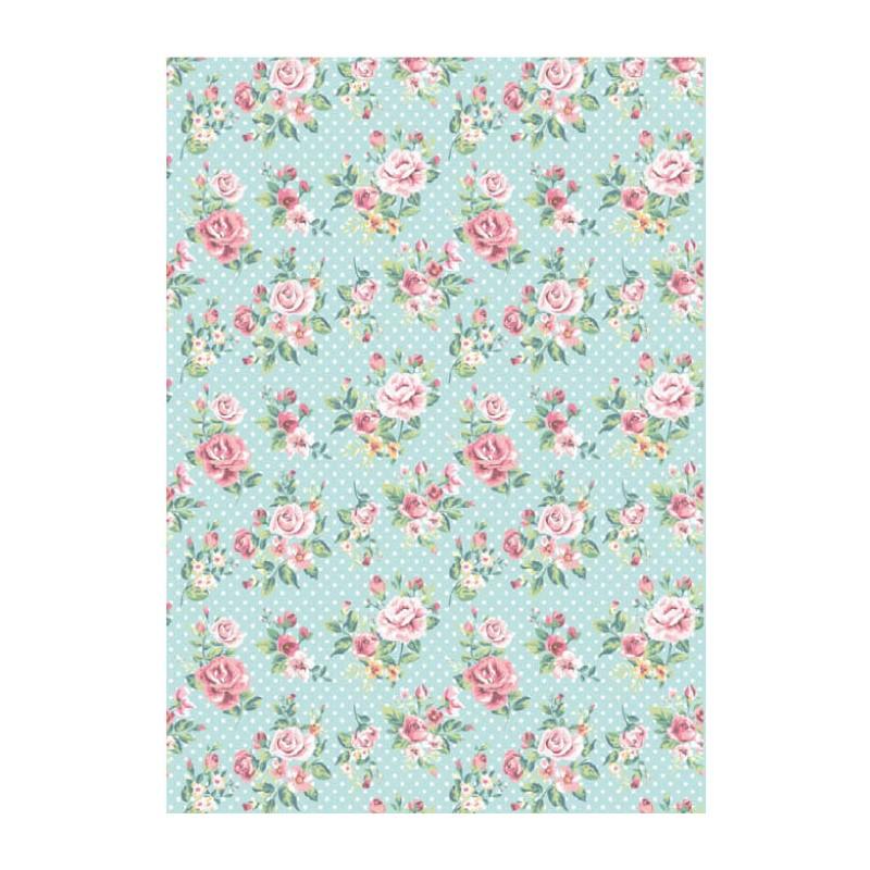 Cadence papel arroz 112 Rosas en fondo azul CADENCE CENTROARTESANO