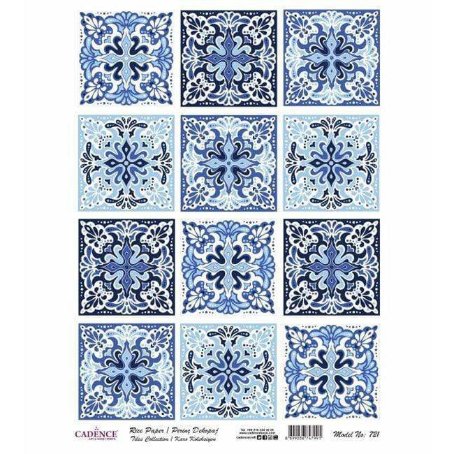 Cadence papel arroz 721 baldosas azules CADENCE CENTROARTESANO