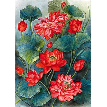 Calambour papel arroz 35x50 RP75 Flor de loto rojo CALAMBOUR CENTROARTESANO