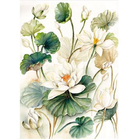 Calambour papel arroz 35x50 RP80 Flor de loto Blanca CALAMBOUR CENTROARTESANO