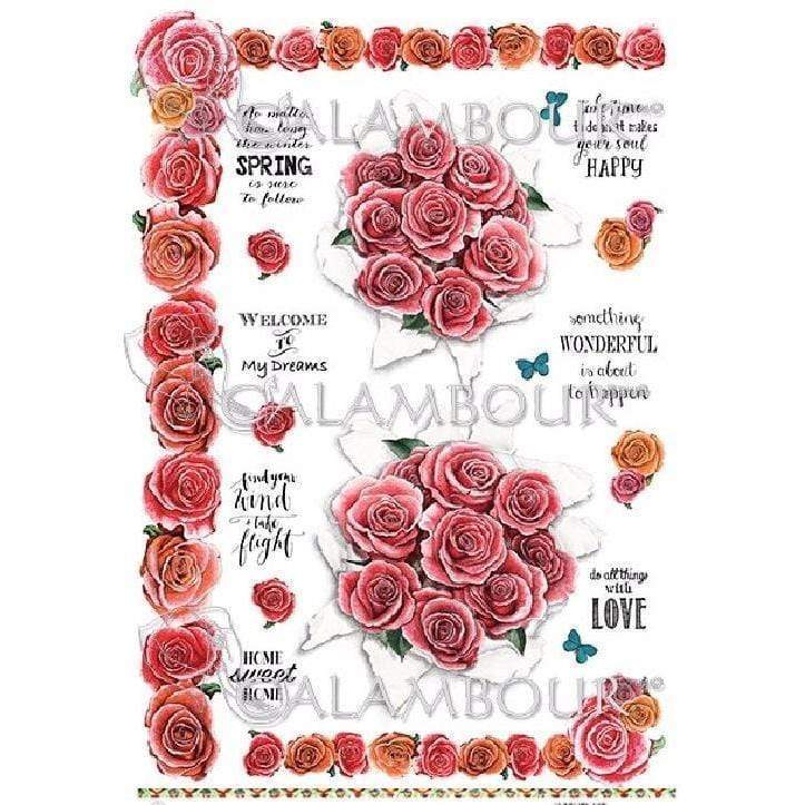 Calambour papel arroz Gipsy 35x50cm DGR296 rosas CALAMBOUR CENTROARTESANO