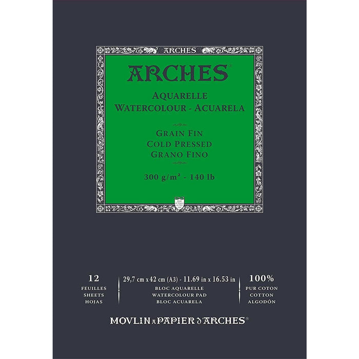 Bloc de acuarela Arches A1795094 algodon 300g 29,7x42 12hj CANSON CENTROARTESANO