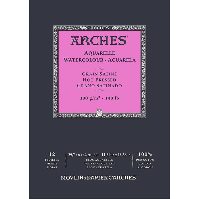 Bloc de acuarela Arches A1795095 algodon 300g 14,8x21cm 12hj CANSON CENTROARTESANO