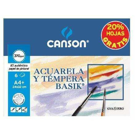 Canson hojas para acuarela y tempera Basik 370g A4+ 6 hojas CANSON Oferta CENTROARTESANO