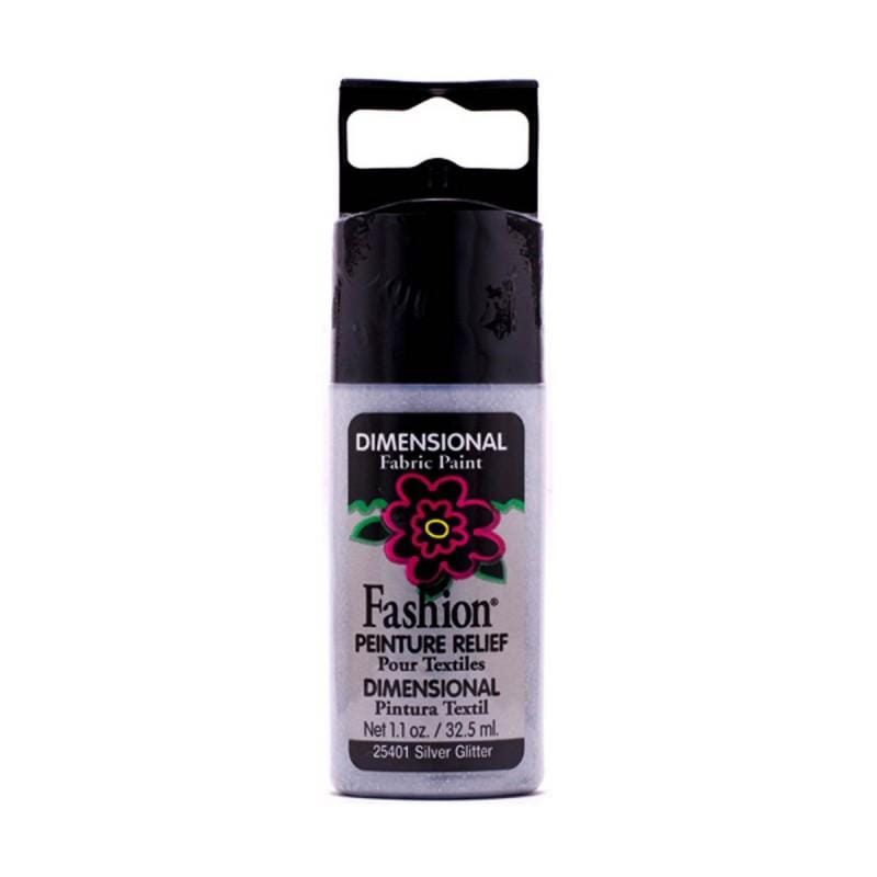 Fabric Paint Pintura textil dimensional 32.5ml Glitter plata CENTROARTESANO CENTROARTESANO