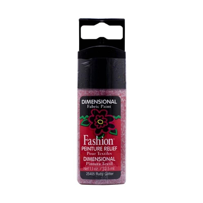 Fabric Paint Pintura textil dimensional 32.5ml Glitter Rojo CENTROARTESANO CENTROARTESANO
