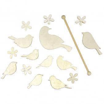 Juego de mobiles de pájaros y flores, 87004000 Centroartesano CENTROARTESANO