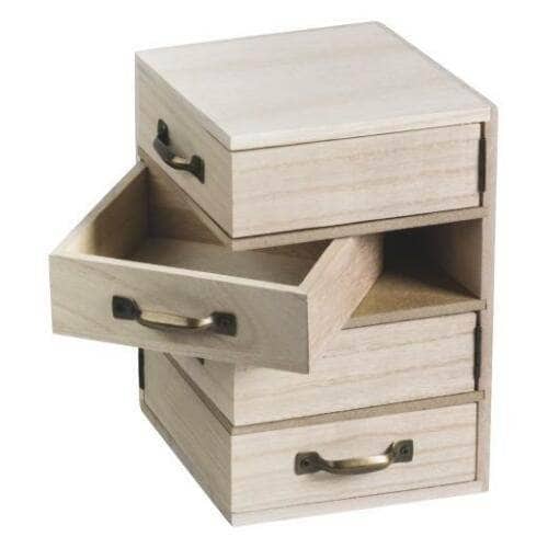 Cajonera de madera 0120113 4 cajones 12x12x18.5cm CHOPO CENTROARTESANO