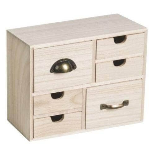 Cajonera de madera 0120114 6 cajones 9.5x22x17.7cm CHOPO CENTROARTESANO