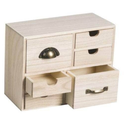 Cajonera de madera 0120114 6 cajones 9.5x22x17.7cm CHOPO CENTROARTESANO