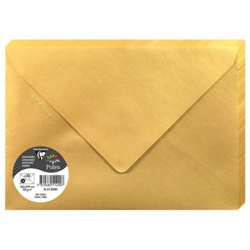 Sobre 162x229mm 120g 5ud oro CLAIRE FONTAINE CENTROARTESANO