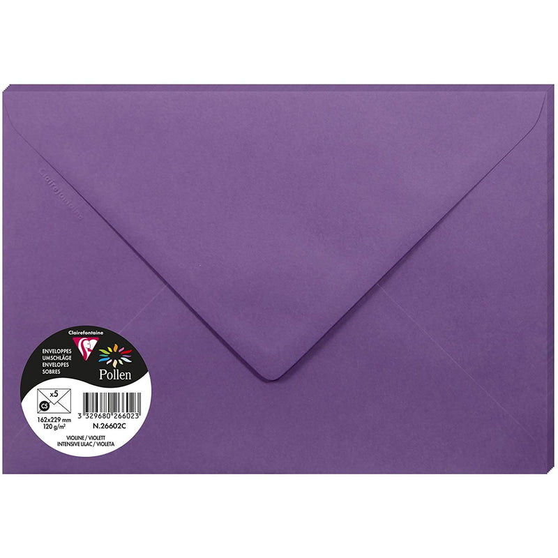 Sobre 162x229mm 120g 5ud violeta CLAIRE FONTAINE CENTROARTESANO