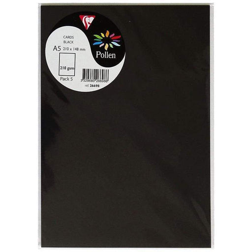 Tarjeta Pollen 148x210mm 210g 5 ud negro 26698 CLAIREFONTAINE CENTROARTESANO