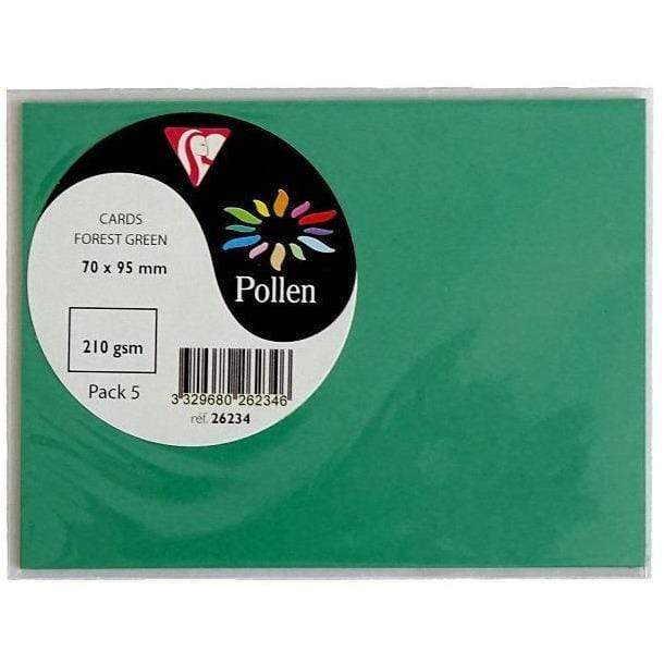 Tarjeta Pollen 70x95mm 210g 5ud verde pino 26234 CLAIREFONTAINE CENTROARTESANO