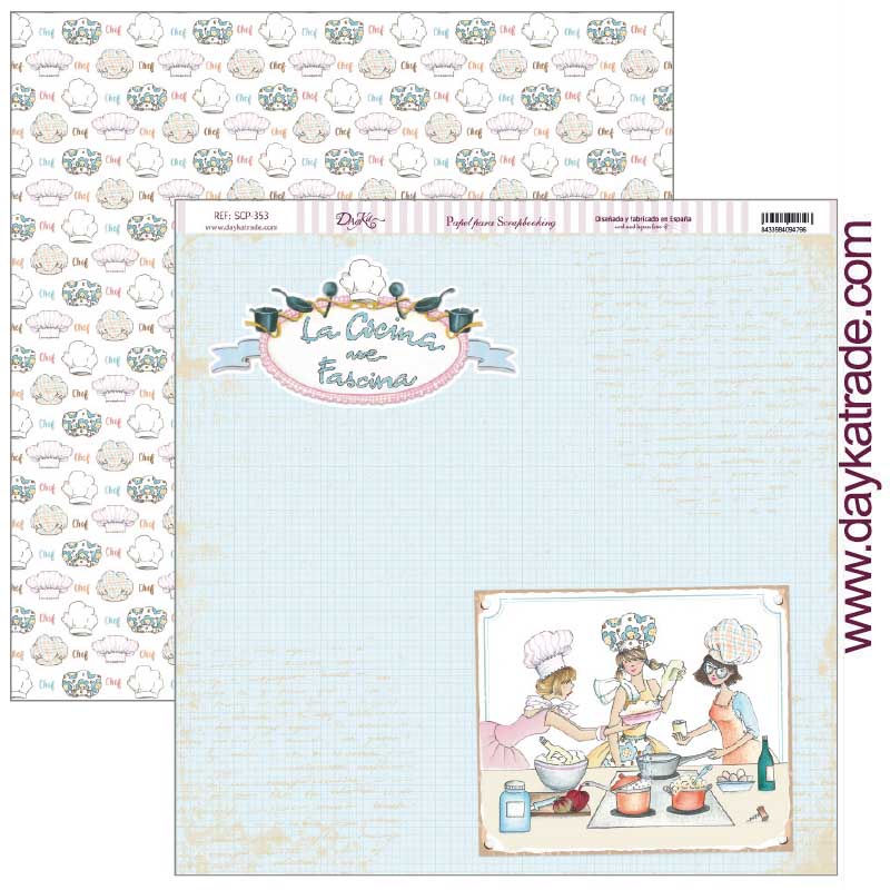 Dayka papel scrap bloc 24h 30x30 SCP3027 La cocina me facina DAYKA CENTROARTESANO