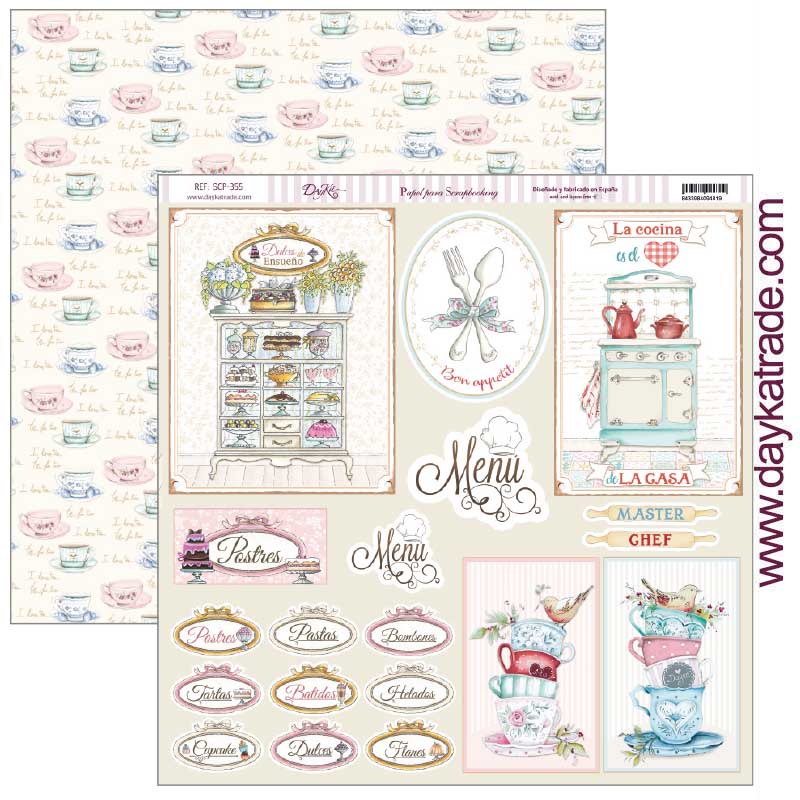 Dayka papel scrap bloc 24h 30x30 SCP3027 La cocina me facina DAYKA CENTROARTESANO