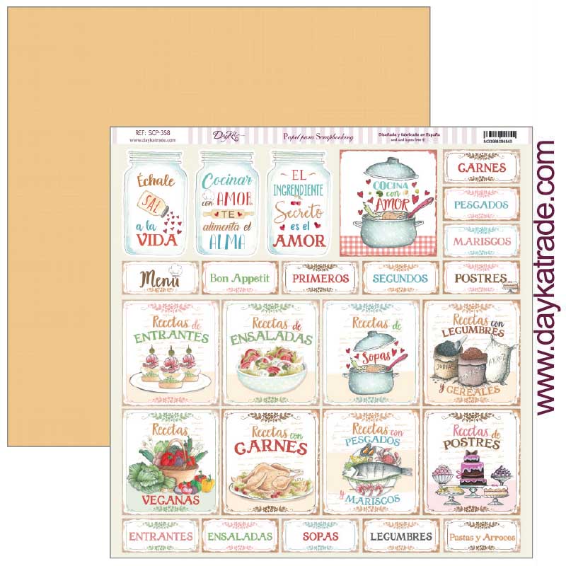 Dayka papel scrap bloc 24h 30x30 SCP3027 La cocina me facina DAYKA CENTROARTESANO