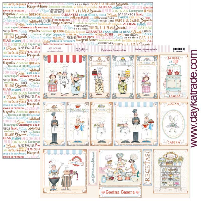 Dayka papel scrap bloc 24h 30x30 SCP3027 La cocina me facina DAYKA CENTROARTESANO