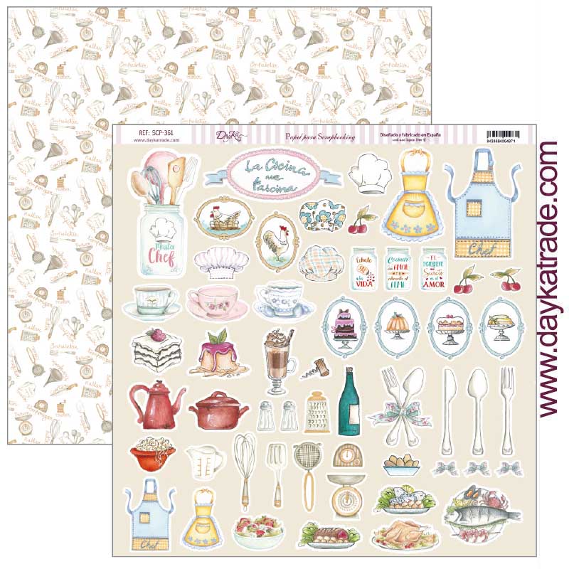 Dayka papel scrap bloc 24h 30x30 SCP3027 La cocina me facina DAYKA CENTROARTESANO