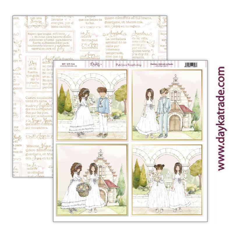 Dayka papel scrap SCP524 Comunion niña 2023 Bendiciones DAYKA CENTROARTESANO