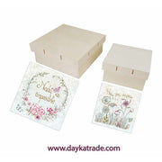 Set 2 cajas cudradas lazo + tela lienzo decorado Nada es Imposible DAYKA CENTROARTESANO