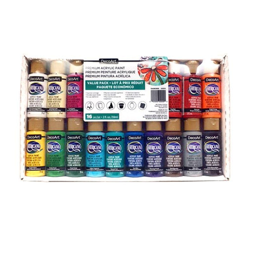 Pack Americana premium pintura acrílica 59ml. DASK429 16ud colores surtidos DECOART CENTROARTESANO