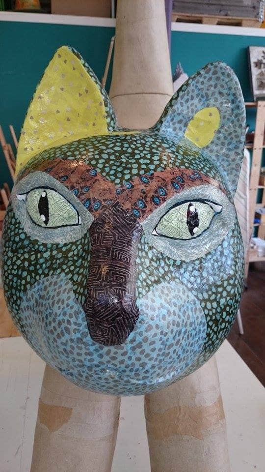 Decopatch figura papel mache SA112O Gato ingenuo cola larga DECOPATCH CENTROARTESANO