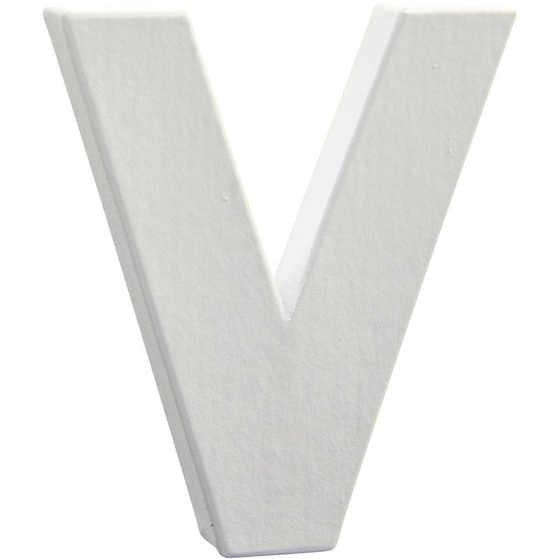 Letras papel mache blanco 12cm V AC274O DECOPATCH CENTROARTESANO