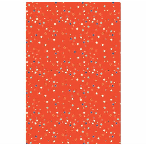 Papel decopatch FDA868C fondo color coral con estrellas azul y blanco DECOPATCH CENTROARTESANO