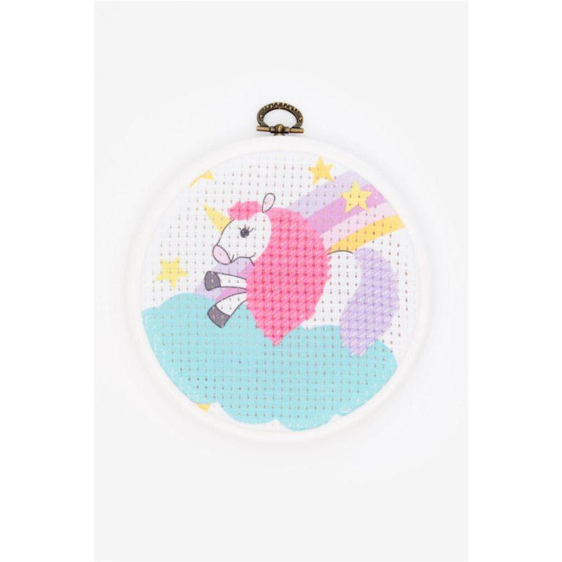 DMC Kit medio punto con bastidor Stlich It Jr  BK1841 El unicornio DMC CENTROARTESANO