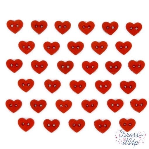 Set botones decorativos micro mini 8mm 6399 corazones rojos DRESS IT UP CENTROARTESANO