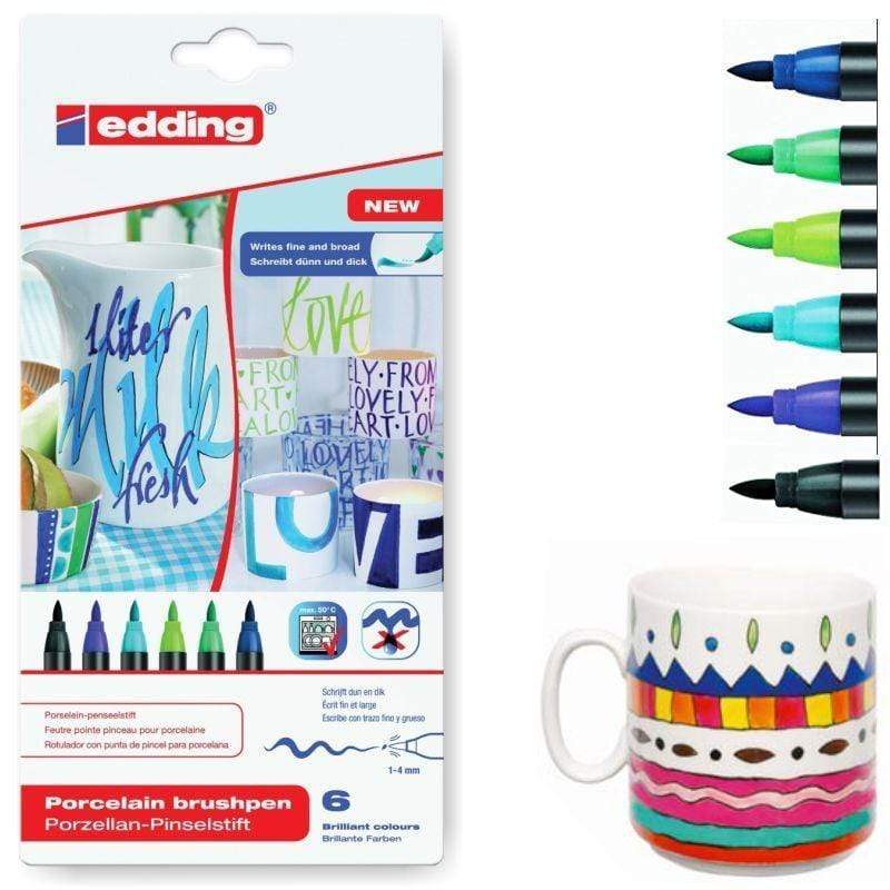 Edding set 6 rotuladores porcelana colores azules 099 EDDING CENTROARTESANO